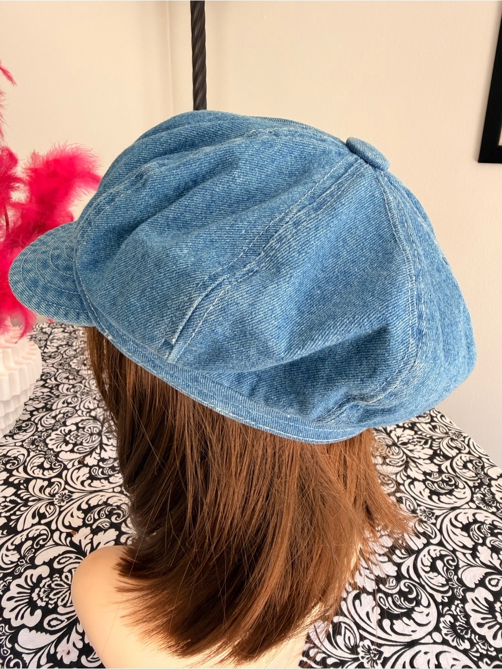 Vintage Style Denim Newsboy Cap Women Blue Jean Baker Boy Cabbie Hat - Picture 6 of 8
